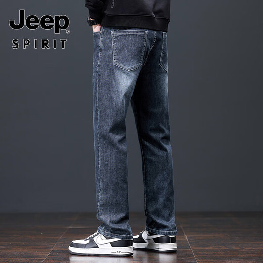 吉普（JEEP）大码牛仔裤男士直筒宽松春夏男裤25新款薄款高端休闲长裤子男 829黑灰 28