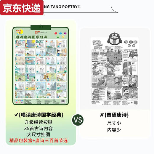 CAOX Audio suspendu Point Point Reading Voice Learning Machine Nursery Rhymes Chansons pour enfants Poèmes anciens Tang Poetry Chant Singing Songs Song Education Toys Independent Tang Poetry 35 Poèmes