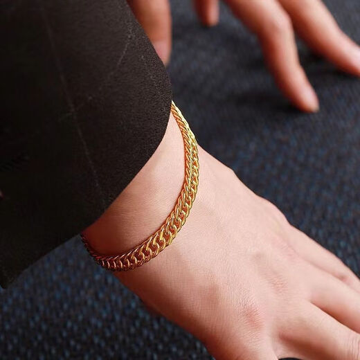 NXO9999 Bracelet en or réel plaqué pour les hommes pour hommes et femmes Nouveau style, Gold Gold Horse Whip Boss Chain Wide Face Gift [Golden 9999] BOSS BRACLET 18 grammes [comptoir] 13968 Yuan