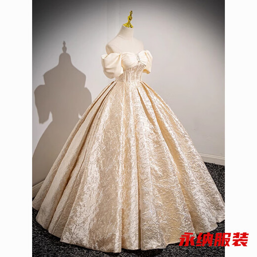 Xuan Tuya palace style evening dress for women champagne color adult ceremony birthday art test fluffy princess dress high-end toast new annual party champagne color dress without skirt XL