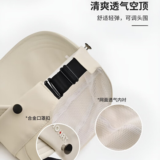 U&MUDI 2025 Women's Sun Hat Summer Large Bib Sun Protection Anti-UV Baseball Cap Empty Top Duck Sun Hat Off-White Cool Fabric UPF50+ One Size 52-60 Adjustable Hat Circumference