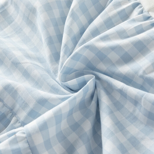 DAVE&BELLA summer new pure cotton girls dress baby girl fake two-piece dress children's princess dress cake dress plaid ready stock 90 cm (recommended height 80-90cm)