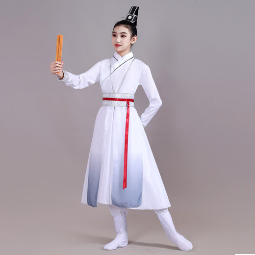Zhexiang Hongming Youth Children's Performance Kleidung Bühnenbühne Tanzkleidung Tanz Kleidung junger Leute Zhi Rezitation Hanfu Klassische chinesische Stil Kleidung + Schuh Cover + Kopfkrone 130 Empfohlenes Gewicht 4858 Jin [Jin gleich 0,5 kg]