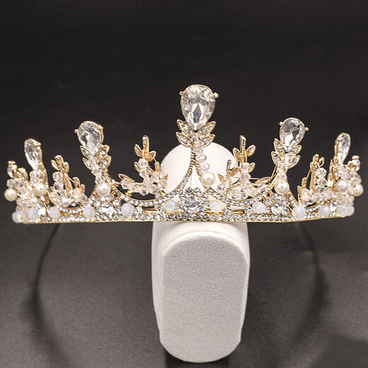 Huaiyin Crown Girl 18. Geburtstag Super Fee Braut Kopfschmuck barock koreanische Hochzeitskronmädchen Einfache Atmosphärische Prinzessin Goldene Krone