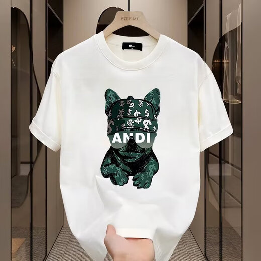 常缕竺美式潮牌夏季纯棉短袖T恤男2025新款体恤宽松大码情侣装男士半袖 V691黑色 S