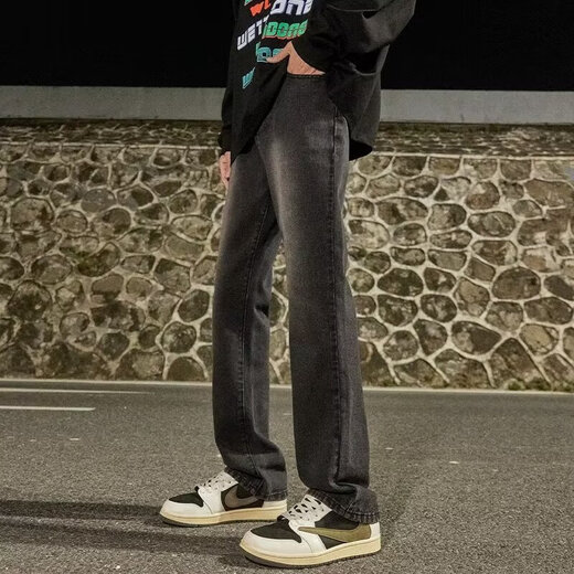 美式复古cleanfit微喇牛仔裤男春夏季新款痞帅百搭水洗长裤子男 XBNDMNZ-757黑色 M