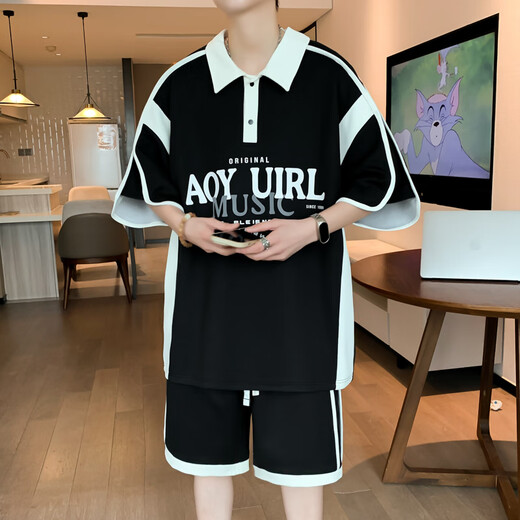 Costume à manches courtes pour hommes adolescents T-shirts 12-15 ans Vêtements 13 élèves de lycée Junior Polo Shirt 14 Vêtements d'été pour enfants 6629 blancs (short à manches + shorts) Assurance qualité xl 130-145jin [Jin est égal à 0,5 kg]
