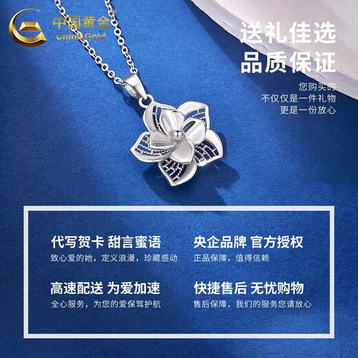China Gold (CHINA GOLD) Platinum Flower Blooming Wealth Pendant Hollow Platinum Necklace Practical Valentine's Day Gift for Girlfriend and Birthday Gift for Wife PT950 Platinum Flower Blooming Wealth Pendant About 5.8g Free Sterling Silver Chain