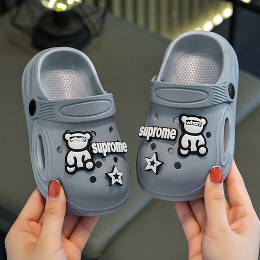 Crodon Crodon Children's Cave Chaussures garçons et filles bébé 2025 Nouvelle maison extérieure Soft Anti-Slip Smoothing Kaki 18 Taille 19 Taille 12,5 cm