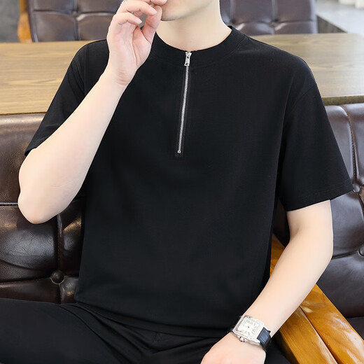 Hualin Fashion Men's Men's Trendy Short à manches courtes Collier de support de couleur solide haut de gamme 1585 Green M (environ 85 ~ 105 Jin [Jin est égal à 0,5 kg] peut être porté)