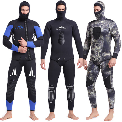 Vinoya 5mm thickened diving suit men's split warm snorkeling and cold-proof deep diving equipment long-sleeved swimsuit women 1049 split 5mm black M