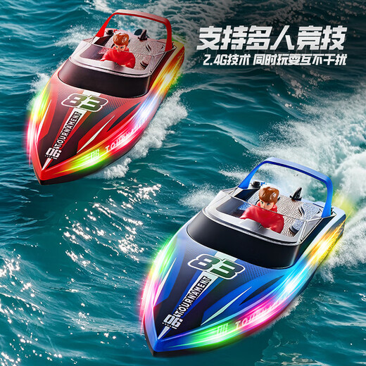 Grenzüberschreitender neuer HJ821 Hochgeschwindigkeits-Fernbedienungs-Kontrollboot mit Lichtern 2,4 g Double Scull Fernbedienung Speedboat Kinder-Wasserspielzeugboot Modell HJ821 Fernbedienungs-Kontrollboot-Weiß (mit Lichtern, einzelne Elektropaket (keine Ersatzbatterie