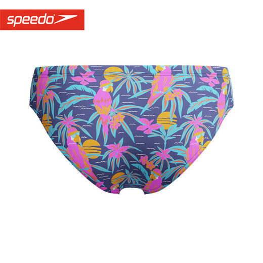 速比涛（Speedo）男士8厘米印花三角泳裤抗氯速干训练款舒适竞速专业游泳裤 蓝色印花 L (36)