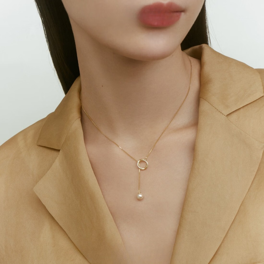 Youshu HUSSAIN Dream Freshwater Necklace Women's Light Luxury Niche Sterling Silver Clavicle Chain French Pendant Necklace Gold Color 5-layer Thickened Gold Plating