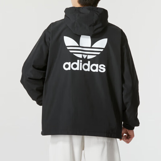 Adidas (Adidas) Clover Herren Sport Set New Workwear Woven Windproof Coat Fitnesstraining Trendy Casual Anzug Backdrucken mit Kapuzenjacke + Fußhosen s s