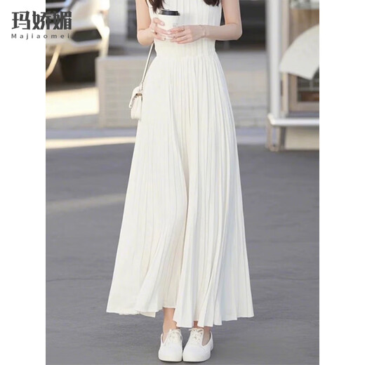 玛娇媚（Majiaomei）白色无袖背心连衣裙女夏季2025年新款轻奢精致感收腰气质裙子女 白色连衣裙 S