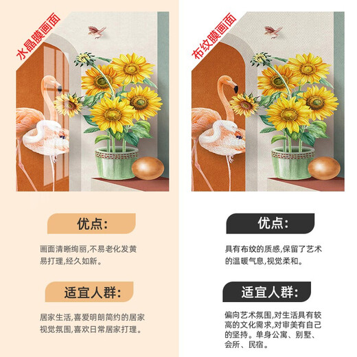 OUOETY Mo Xiaoxie Sunflower Entrance Decoration Painting Small Fresh Entrance Hall Fantasy Wall Mural Painting Nordic Style Living Room Aisle Mo Xiaoxie 2694 50*70cm Cloth Pattern Film Single Couplet Black Border