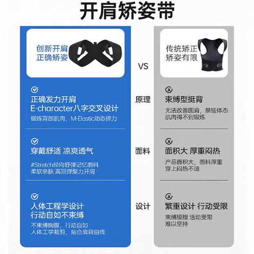 背背佳矫正驼背带成人男女士器开肩带美背矫姿青少年A-10 L码66kg-75kg L【66-75kg】黑色