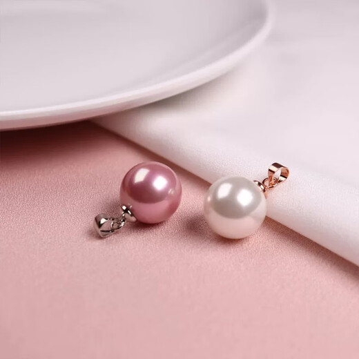 Fat Donglai quality pearl pendant without chain necklace silver buckle plated single shell bead single bead women's pendant accessory diameter 12mm, silver base white beads without chain