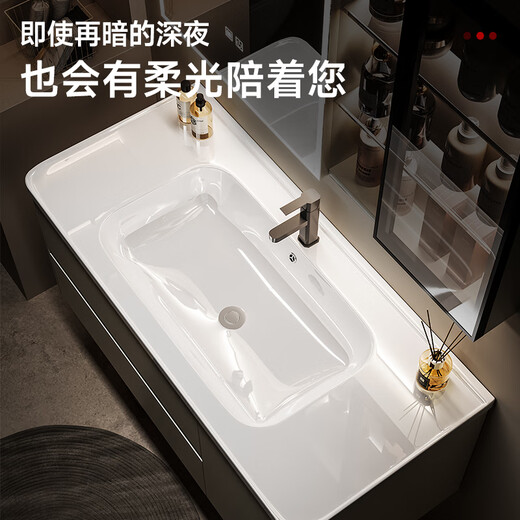 Katif Space Honeycomb Aluminum Bathroom Cabinet Combination Thickened Washing Table Ceramic Integrated Bathroom Washing Bathroom Bathroom Cabinet Set 101CM With [Smart Beauty Mirror Cabinet] F701