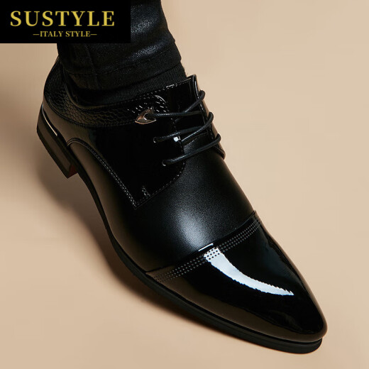 
SUSTYLE luxury high-end brand leather shoes for men in spring new fashion trendy pointed toe business formal shoes for men men black [gift box] 38 [gift box]
