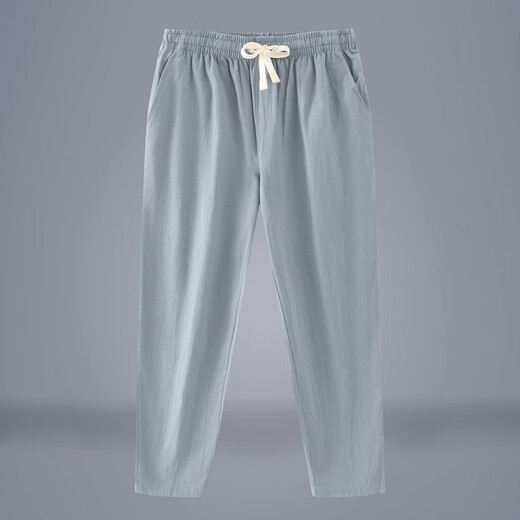 Coton aclosmil et pantalon décontracté en lin pour hommes, pieds attachés de grande taille, pantalon recadré, pantalon large en lin lâche en été, pantalon harem de style chinois, hommes, k800 kaki m