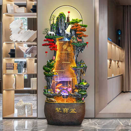 Jiatuling fließende Wasser- und Wohlstandsschöpfungs Ornamente Boden bis Boden fließende Wasserbrunnen Ornamente aus allen Richtungen kommen zu Treasure Pot Rockery 9928 große Größe [hoch 169 cm]