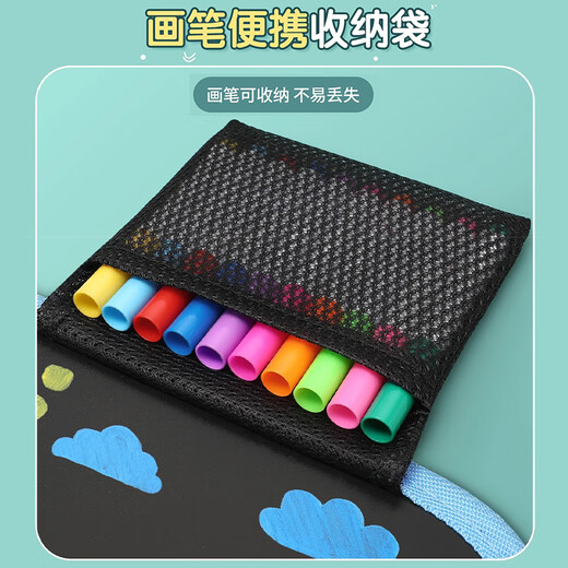 结盟者婴儿可擦涂鸦画板0-3岁便携式旅行早教启蒙玩具 儿童绘画本写字板 恐龙款【8面可画+4支水粉笔】