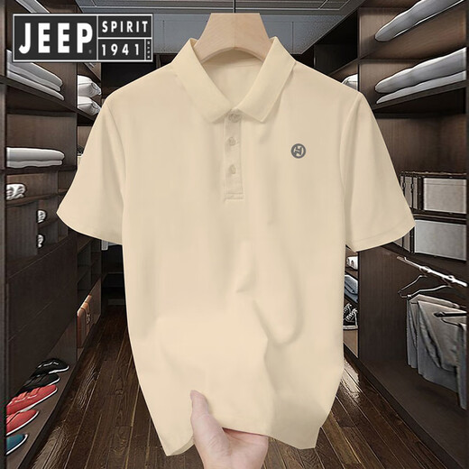 JEEP SPIRIT吉普重磅Polo衫夏季男士短袖翻领白色t恤潮流ins宽松纯色体恤男 白色polo衫-1365 M 【建议110-130斤】
