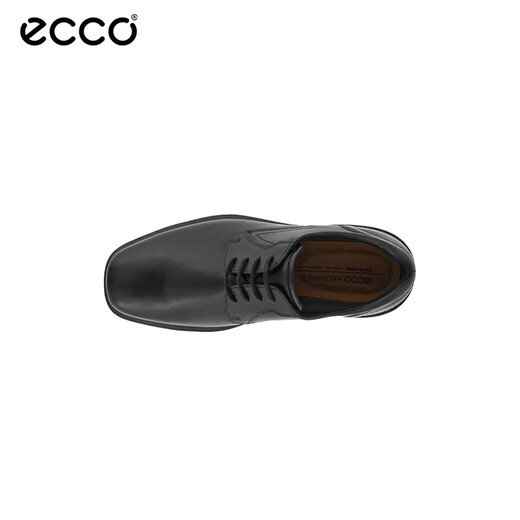 ECCO Men's Shoes Business Casual Leather Shoes Cowhide Comfortable and Breathable Flat Toe Lace Up 500164 01001 Black 43