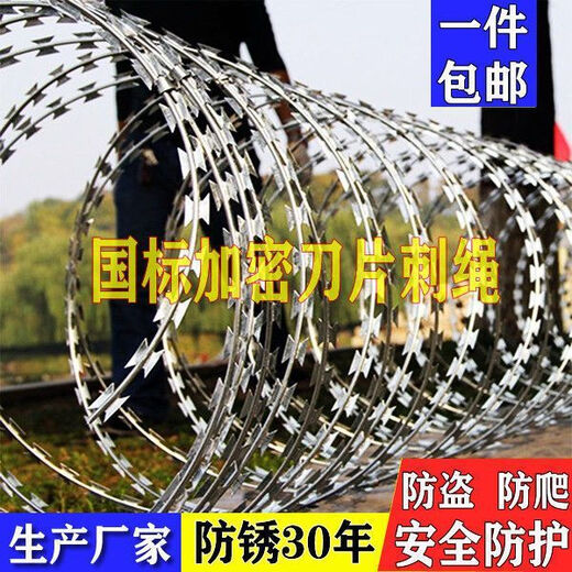 Blade barbed wire anti-theft thorn rolling cage anti-theft net wire iron barbed wire fence for climbing hot-dip galvanized ordinary double helix circle diameter 45cm-10 meters