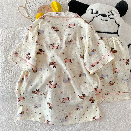 Pyjamas für Frauen im Sommer kurzärmelige Wolke Baumwolle Sommer Ladies 2025 NEUER Student niedliche Cartoon Home Clothing Set Qdmbe683 XL (170) Empfohlenes Gewicht 120 Jin [Jin gleich 0,5 kg]