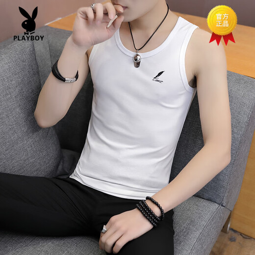 
Playboy (PLAYBOY) Men's summer pure cotton vest thin tight elastic fitness vest sleeveless sports T-shirt solid color base shirt 6296 gray solid color XL 120-135Jin [Jin equals 0.5 kg]