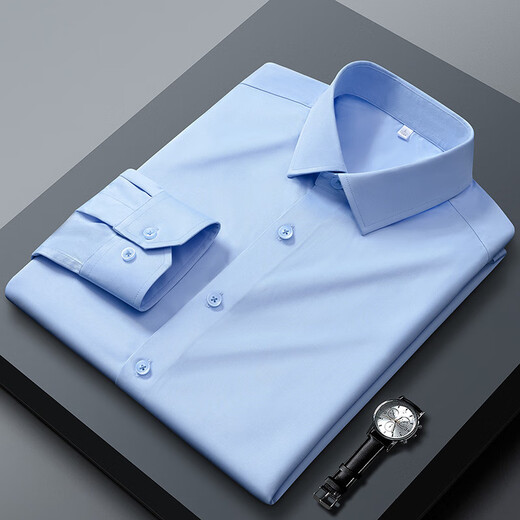 JEEP SPIRIT2025 Men's Shirt Long Sleeve Breathable Business Casual Stretch Solid Color Formal Anti-wrinkle No Ironing White Shirt Work Wear White C27 Long Sleeve Shirt M Recommended 100-120Jin Jin equals 0.5kg