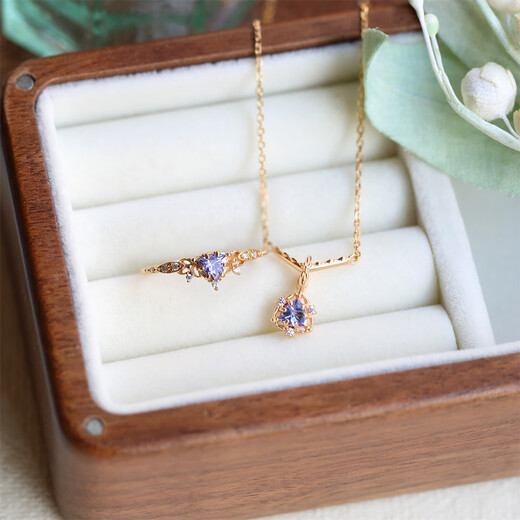 Hunter Secret Museum Light Luxury Romantic Purple Natural Tanzanite Ring 925 Sterling Silver Necklace Earrings Ring Birthstone Tanzanite Ring US Size 5