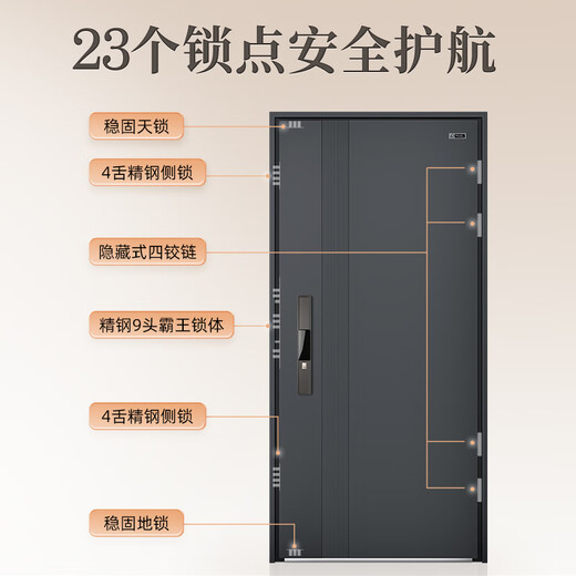 星月神甲级隔音防盗门入户门进户门家用安全门全自动智能锁大门别墅门子母门单开门包安装（不知道尺寸选它） 2150*1050内外开单门（机械锁配置）