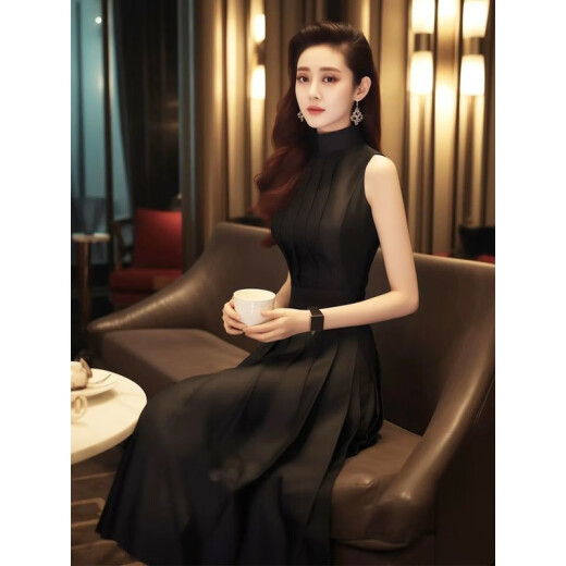 AEMAPE法式高端精致超好看气质感正式场合赫本风黑色无袖连衣裙子夏 黑色连衣裙 M 【建议95-105斤】