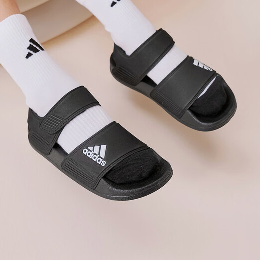 Adidas children's shoes open toe children's sandals summer style boys and girls Velcro soft bottom small and big children's beach shoes GW0344 GW0344 black size 39/6uk/foot length 24cm