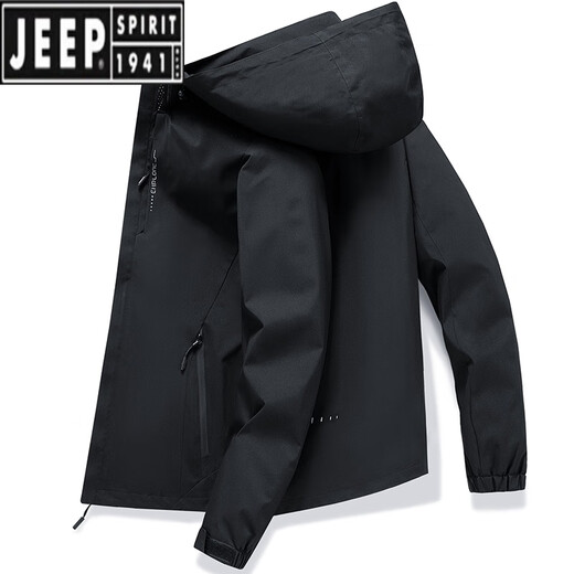 Jeep Spirit Jeep Jacke Herren-Dünne Outdoor-Ladung Top Abnehmbarer Cap Jacke junger und mittlere vielseitige, lässige wasserdichte Jacke 6629 [Dark Grey] 4XL [170-185jin [Jin ist gleich 0,5 kg]]