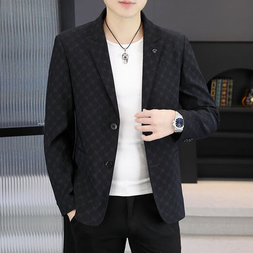 Lilang Men's Clothing 2025 Spring and Autumn New Men's Blazer Business Top Top Traje delgado Tendencia 898 Blue Grey XL