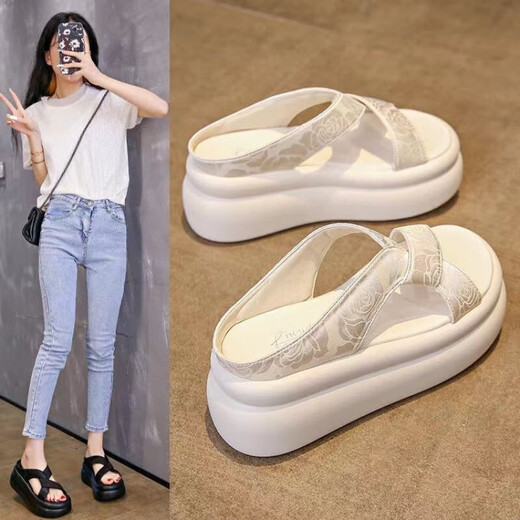 Sandalen für Frauen, die 2025 Sommer neu dick gestärkte Sandalen für Frauen mit kleiner Größe Freizeit am Meer bequem Strand schwarz 38