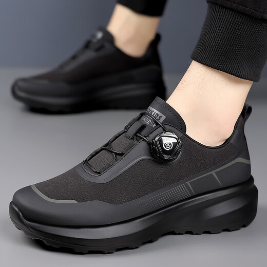 Zapatos para hombres 2025 Nuevo botón giratorio de primavera gratis suela suave de viaje al aire libre Sports y ocio de moda 3527 Negro 40