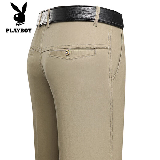 Playboy (PLAYBOY) 100% pure cotton business casual pants for men loose middle-aged men's pants thin straight-locking daddy C9908 m white thin 29 (waist circumference 2 feet 2)