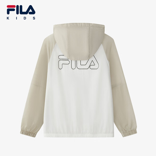 FILA Children's Clothing Children's Sun Protection Clothing 2025 Summer New Boys' Hooded Loose Woven Jacket Cloud Mushroom White-WT 160