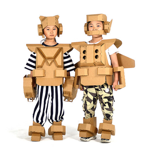 Armor de cartón de cartón portátil para niños Armadura de cartón ambientalmente amigable con el medio ambiente Graffiti Robot Robot Armor de cartón estilo niño