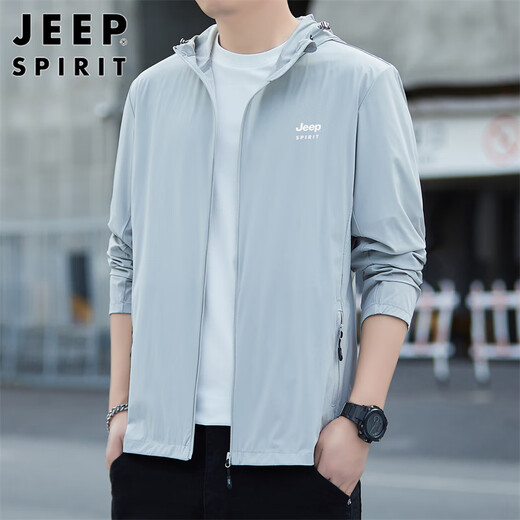JEEP SPIRIT Jeep sun protection clothes men's ice silk summer anti-UV jacket thin outdoor fishing high-end skin clothing