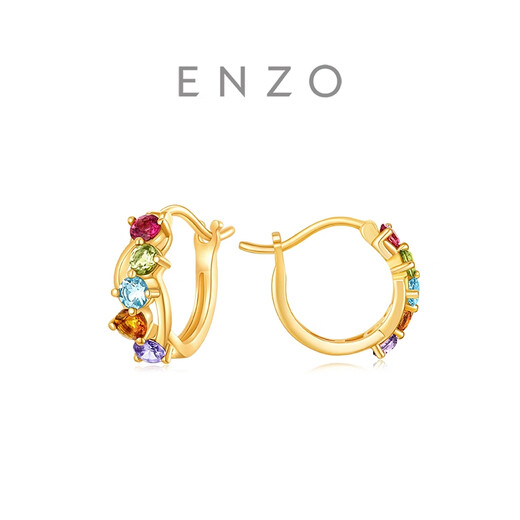Chow Tai Fook ENZO Rainbow 18K gold colorful gemstone earrings for women gift EZV8890