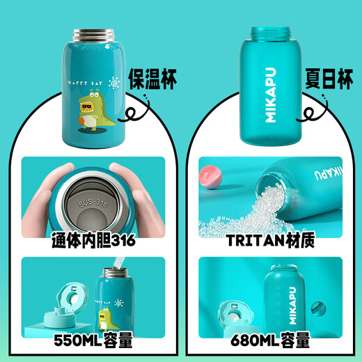 Mikapu Mikapu Huella dactilar Desbloquea la Copa de Agua de la Copa de Verano para la Escuela para Mujeres 2025 NUEVA CUPA AGUA Smart Emerald 680ml [Material tritano maternal y infantil]
