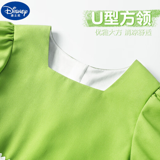 迪士尼（Disney）女童连衣裙夏季儿童方领泡泡袖A字裙2025新儿童节礼物 GBD13897X绿 110 cm身高100-110cm年龄4-5岁