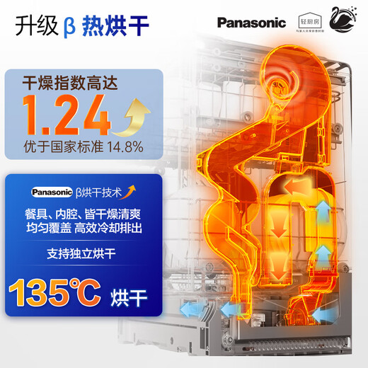 Panasonic Black Swan built-in dishwasher, 19 sets of three-layer dish baskets, Nanoyi 30-day first-level storage, 135 independent drying, super five-star disinfection, kitchen goodies 2M8